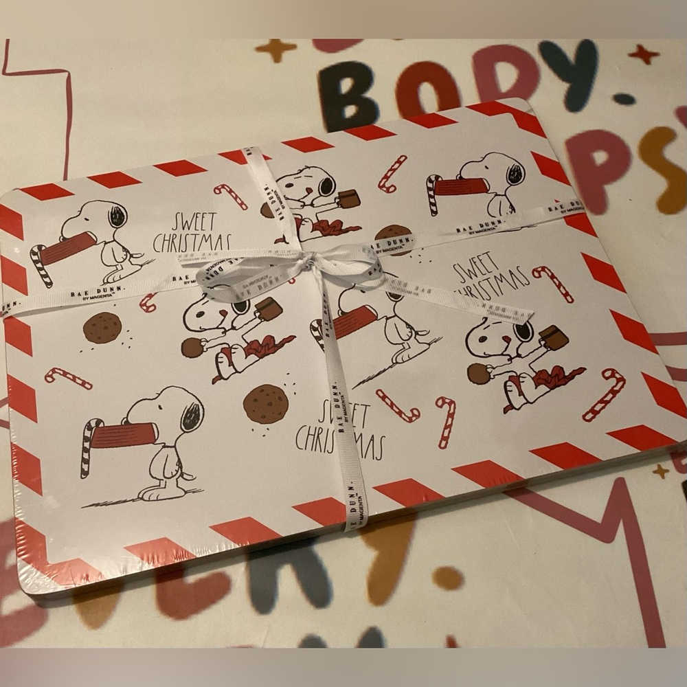 Rae Dunn White and Red Snoopy Holiday Serving Tray